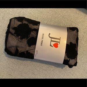 Black Rose printed tights
